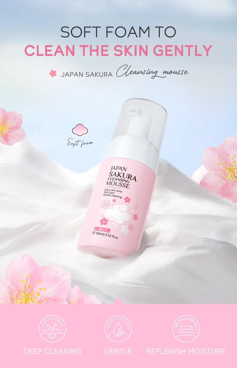LAIKOU Cherry Blossom Facial Cleanser